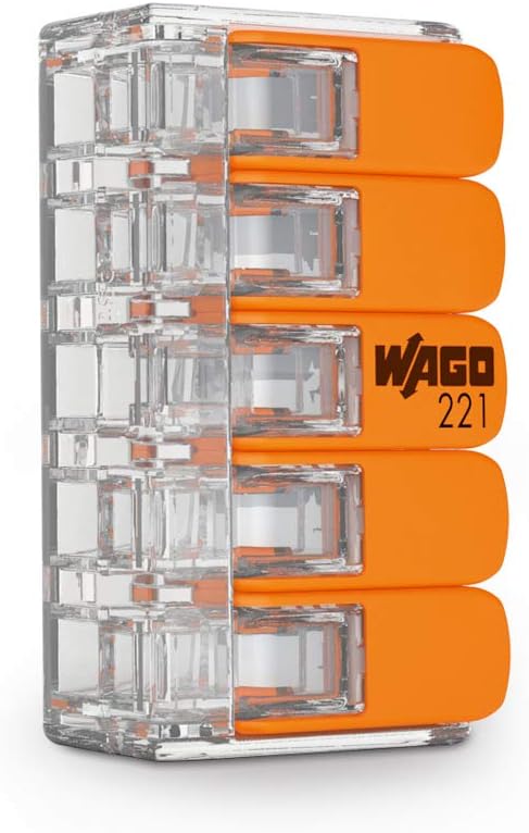 WAGO 221-415 — 5-Way Compact Lever Connector, 32 A (Pack of 25)