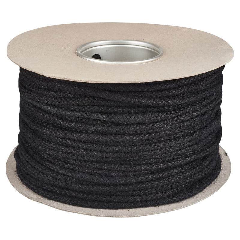 No.4 Black Jute Sash Cord — 6mm Diameter (100m Coil)