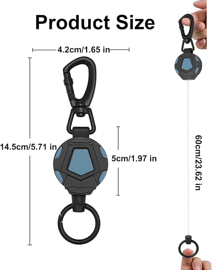Medium-Duty Retractable Lanyard Keychain – 60cm Steel Wire for Tools & Badges