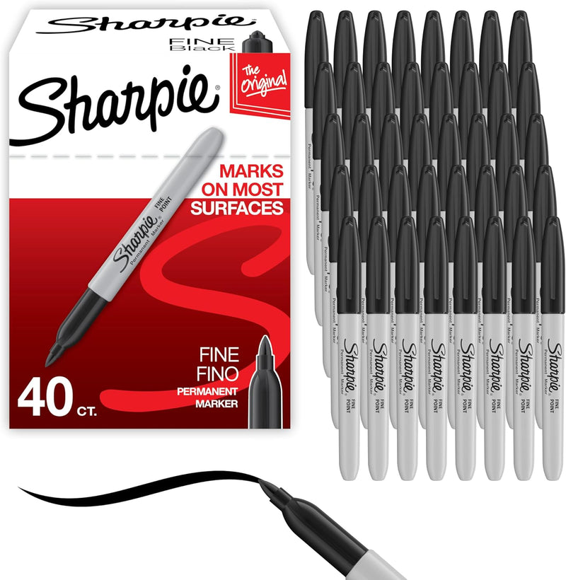 Sharpie Permanent Markers – Fine Point Black (Pack of 40)