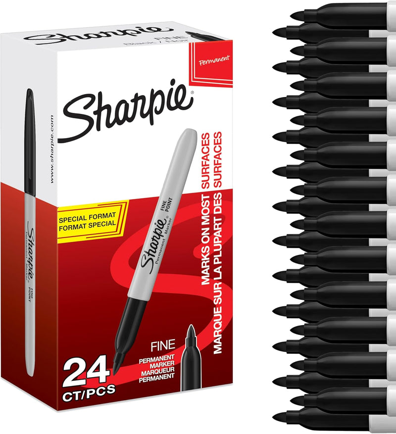 Sharpie Permanent Markers – Fine Point Black (Pack of 24)