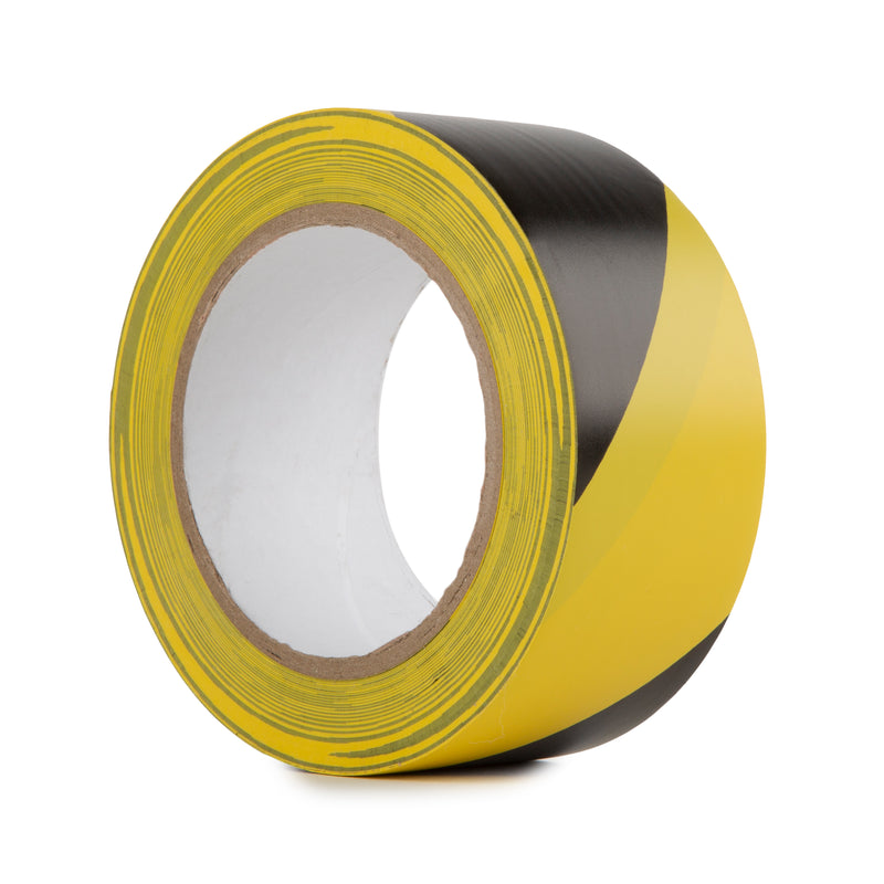 Hazard Warning Tape — 50 mm × 33 m (Black/Yellow)