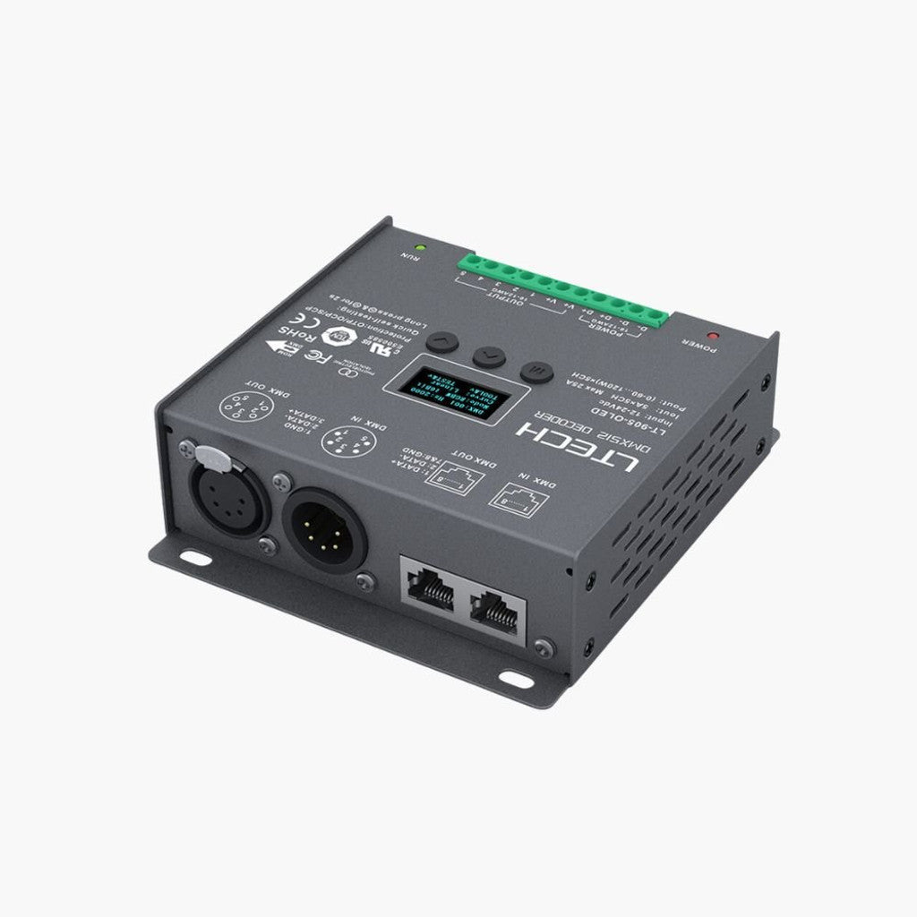 LTECH LT-905-OLED, 5 Channel 5A, 12-24V DC, DMX512 Decoder