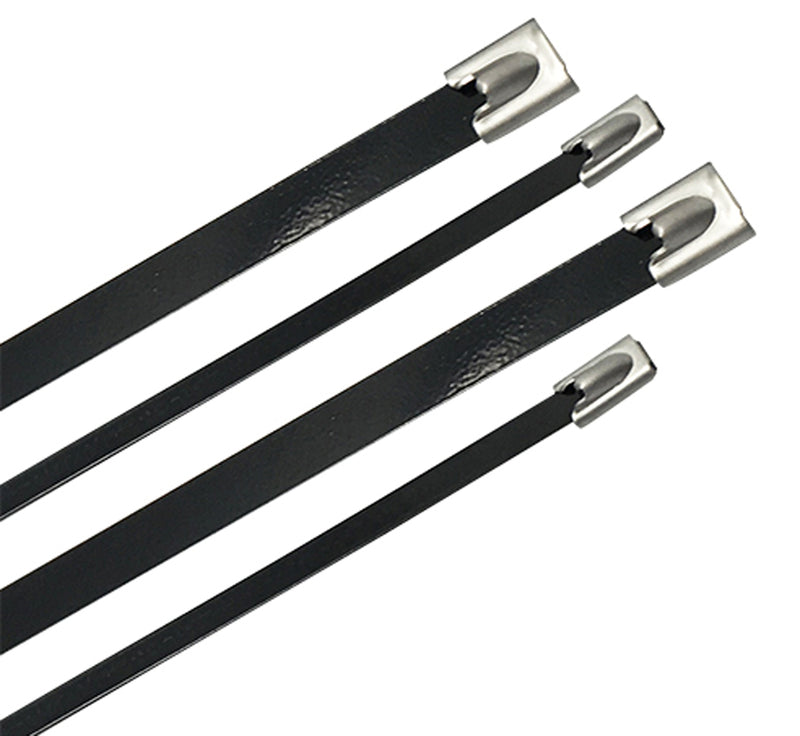 Coated Black Stainless Steel Cable Ties — 316 SS, Low-Glare