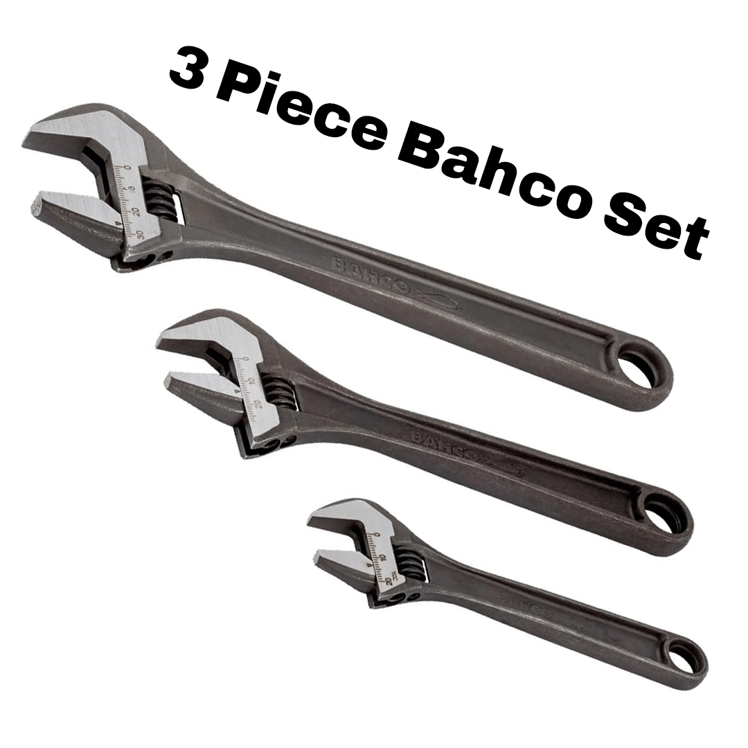 Bahco ADJUST3 Adjustable Wrench Set – 3 Piece (6″, 8″, 10″) | Professional-Grade Hand Tools