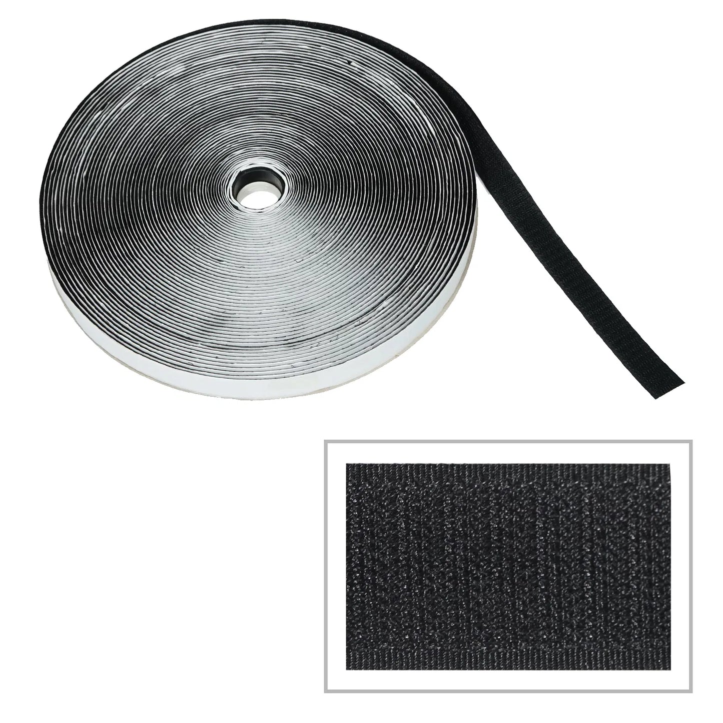 Self-Adhesive Black Hook Tape 20mm – 25m Roll