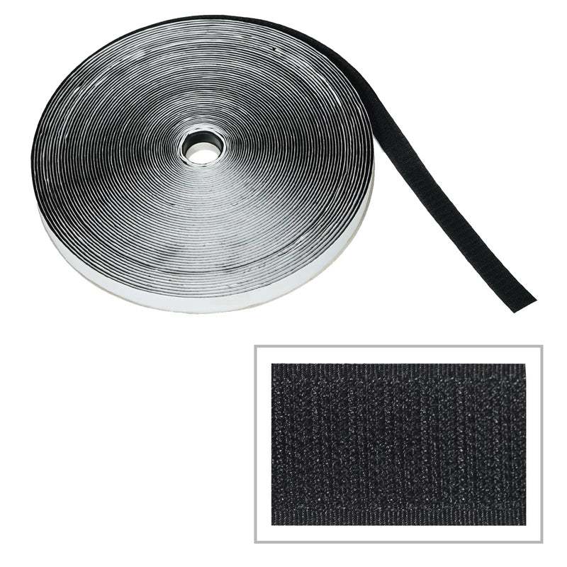 Self-Adhesive Black Hook Tape 20mm – 25m Roll