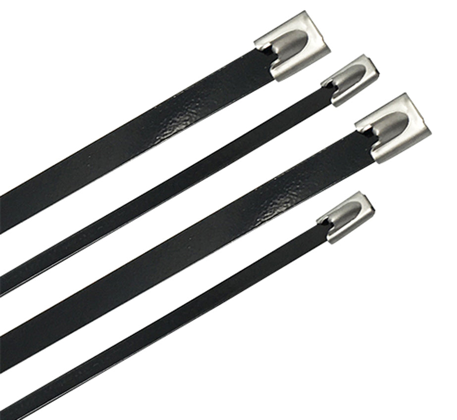 Coated Black Stainless Steel Cable Ties — 316 SS, Low-Glare Concordia Technologies