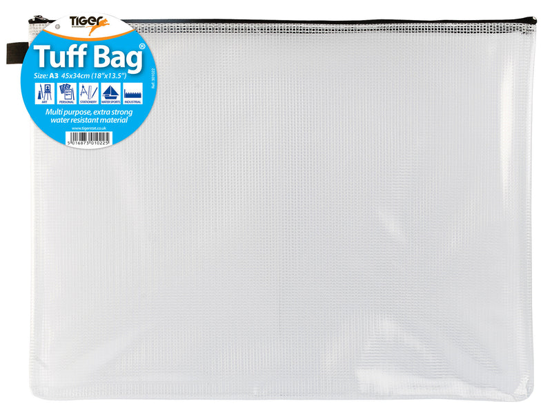 Tiger Tuff Polypropylene A3 Bag – 500 Micron Clear with Assorted Colour Zips