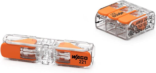 Wago 221-2411 2-Way 32A Inline Lever Connectors (Pack of 60)