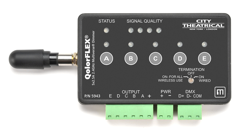 City Theatrical QolorFLEX 5 x 2.5A 2.4GHz MULTIVERSE Dimmer Ð Wireless DMX Dimmer