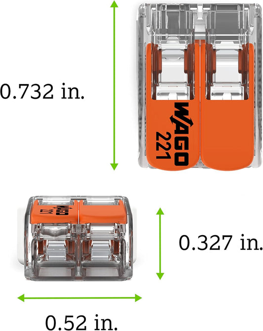 WAGO 221-412 — 2-Way 32 A Compact Lever Connectors (Pack of 100)