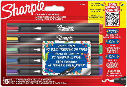 Sharpie Creative Acrylic Paint Pens (5-Pack, Brush Tip)