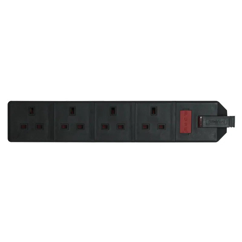 13A Heavy-Duty 4 Gang Mains Socket – Black