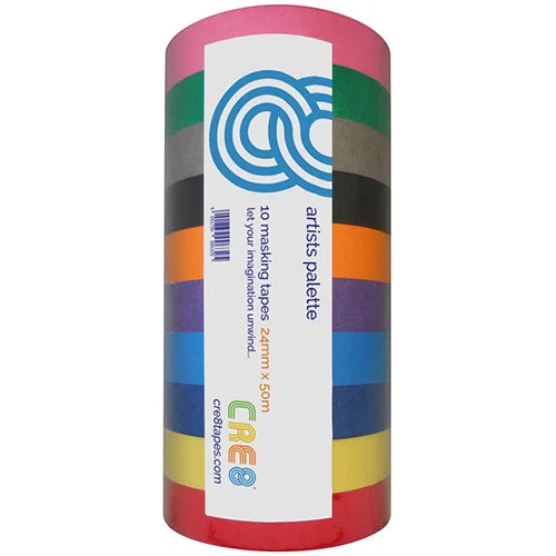 Colour Masking Tape Stack – 10 Colours (24mm × 50m Rolls)