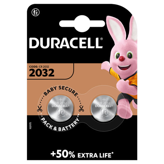 Duracell CR2032 Lithium Coin Cell — 3V Pack of 2