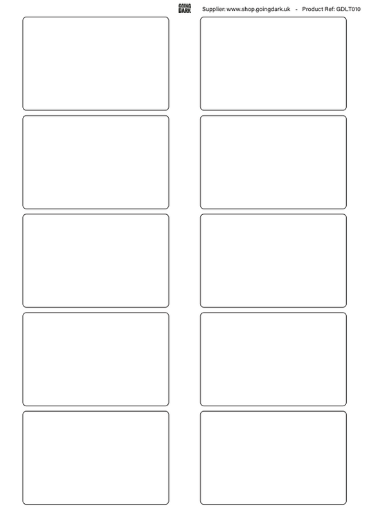 Close-up of A4 label sheets compatible with inkjet and laser printers.