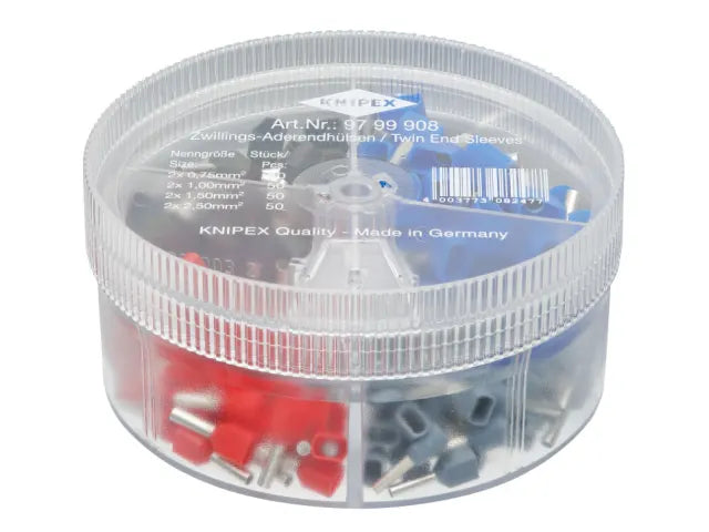 Knipex Insulated Twin Wire Ferrules Assortment Box – 200 Piece
