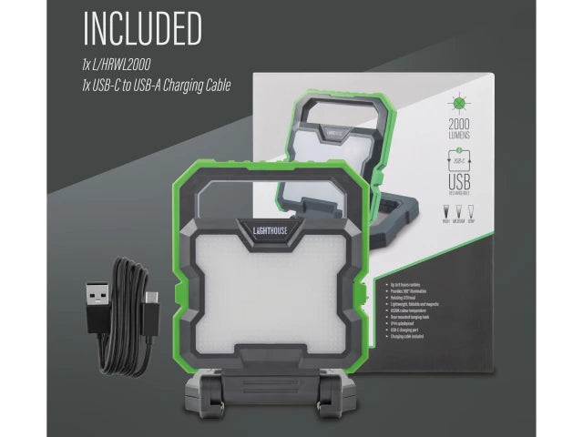 Lighthouse Rechargeable Work Light – 2000 Lumens (L/HRWL2000)