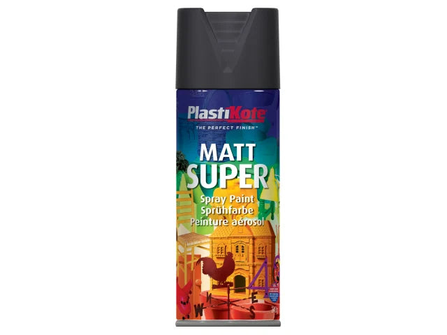 Plasti-Kote Super Matt Spray – Black 400 ml