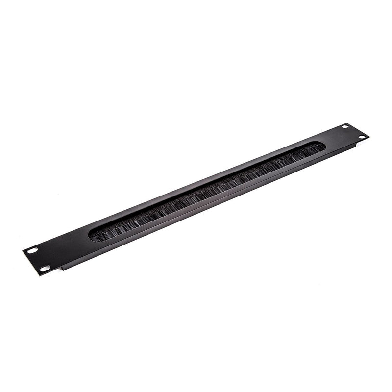 Penn-Elcom 1U Black Rack Panel with Cable Access Slot & Brushes