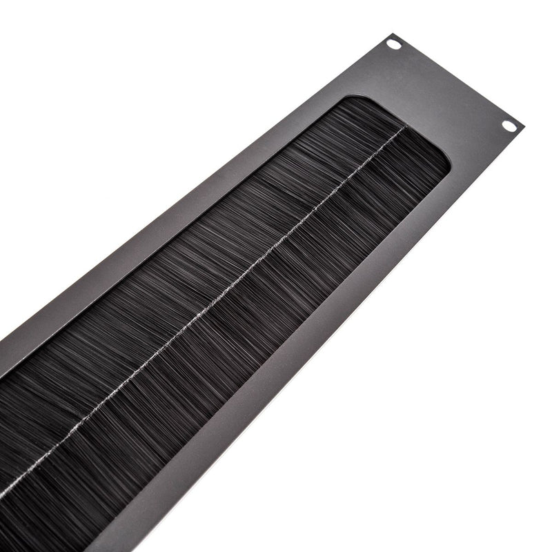 Penn-Elcom 2U Black Rack Panel with Cable Access Slot & Brushes
