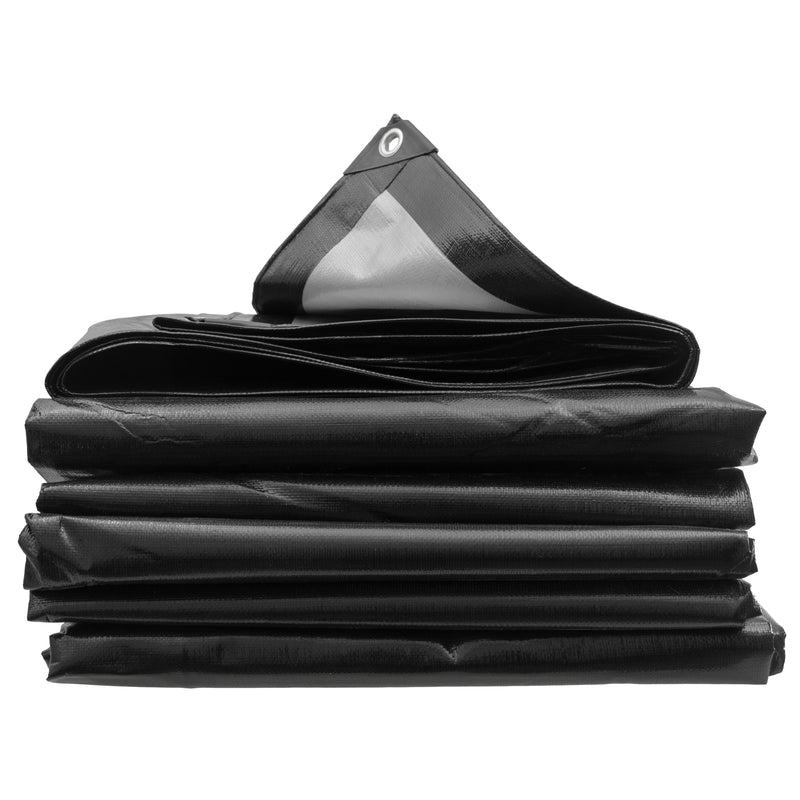 Black/Silver L-Grade Tarpaulin with Bungee Balls (Black)