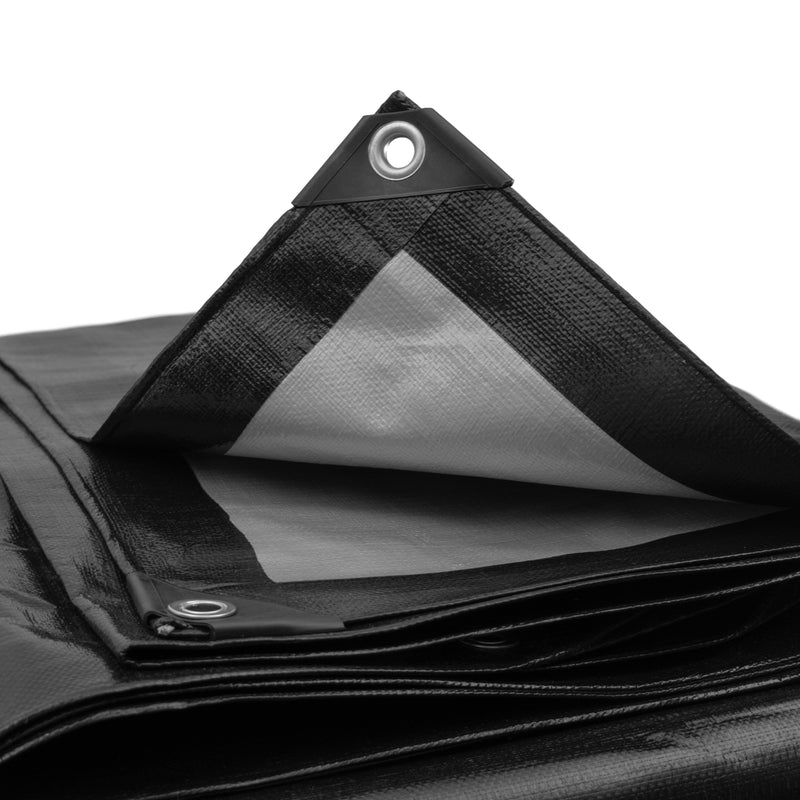 Black/Silver L-Grade Tarpaulin with Bungee Balls (Black)