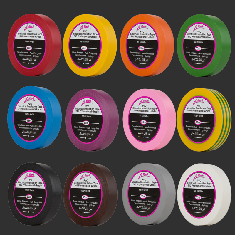 Le Mark PVC Electrical Insulation Tape 50mm x 33m – All Colour Bundle