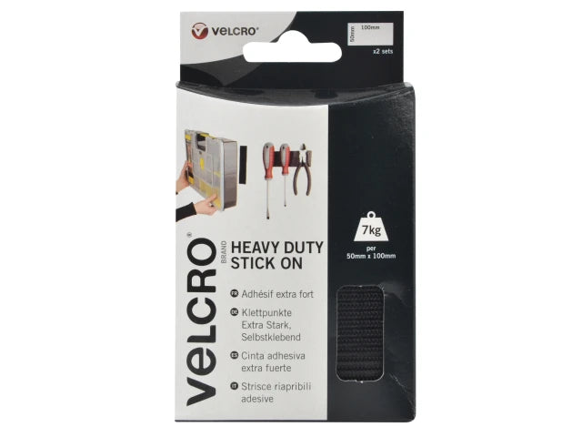 VELCRO® Brand Heavy-Duty Stick-On Strips – 50mm × 100mm (Pack of 2)