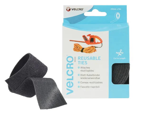 VELCRO® Brand ONE-WRAP® Reusable Ties – 30 mm × 5 m (Black)