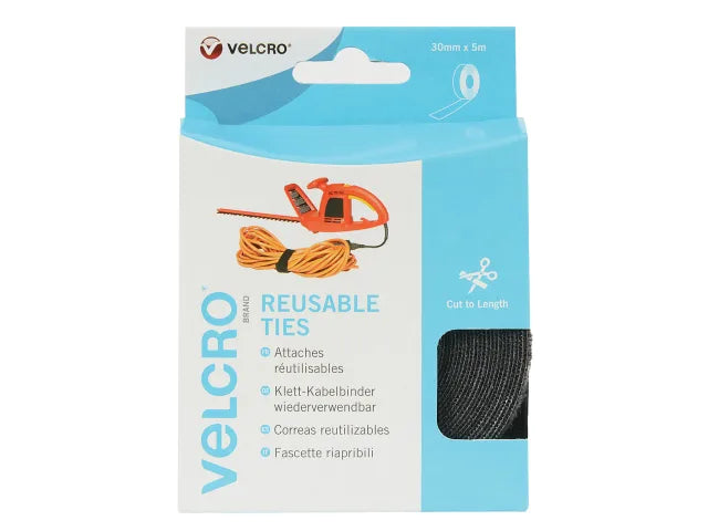 VELCRO® Brand ONE-WRAP® Reusable Ties – 30 mm × 5 m (Black)