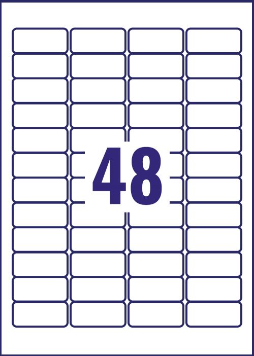 Avery Multipurpose Mini Removable Label 45.7×21.2 mm – 48 per A4 Sheet – Pack of 1200 Labels - L4736REV-25