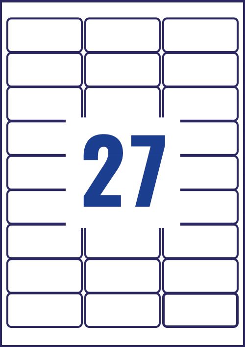 Avery Laser Heavy Duty Label 63.5 x 29.6mm - 27 per A4 Sheet - Silver - Pack of 540 Labels - L6011-20