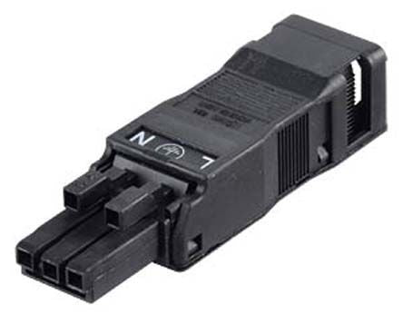 WAGO 890-103 — 3-Pole WINSTA® MINI Socket (Female), Cable Mount, 16 A, IP40