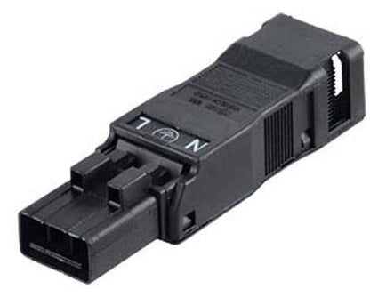 WAGO 890-113 — 3-Pole WINSTA® MINI Plug with Strain Relief, 16 A, Black