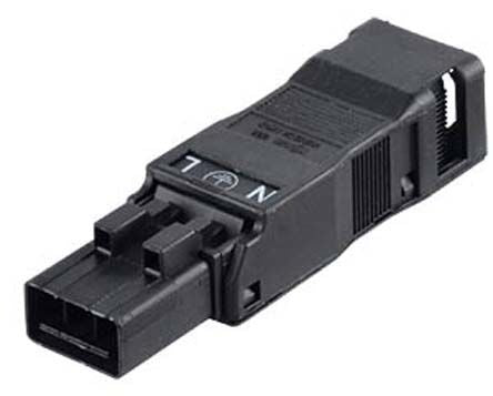 WAGO 890-113 — 3-Pole WINSTA® MINI Plug with Strain Relief, 16 A, Black