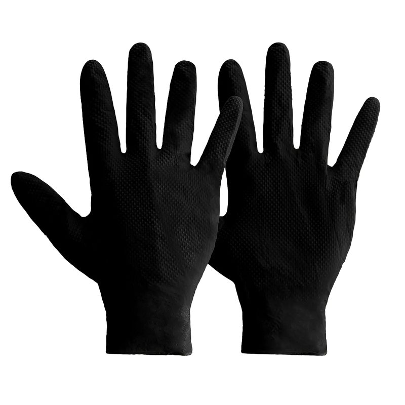 Ideall® Grip Black Heavy-Duty Nitrile Gloves – Box of 50
